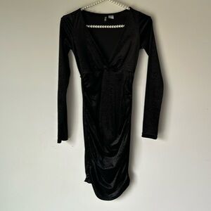 H&M Divided long sleeve sparkly v neck mini dress size XS